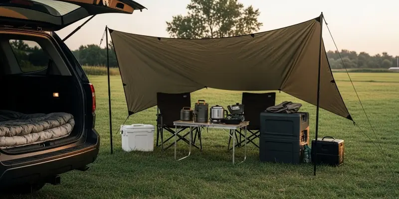 積載レイアウトを考えるときは、キャンプ場に到着してからの動き（動線）を意識することがとても重要です。動線を考えずに積むと、設営中に無駄な移動や積み直しが発生してしまいます。