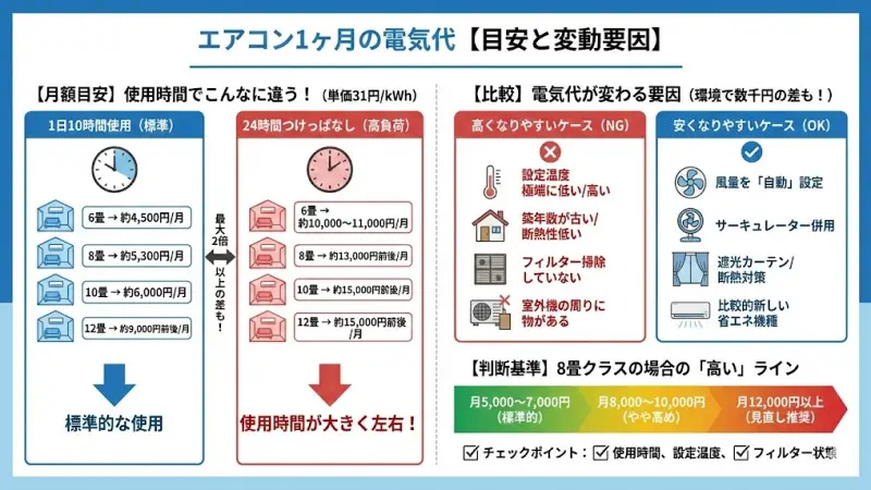 エアコン1ヶ月の電気代はいくら?